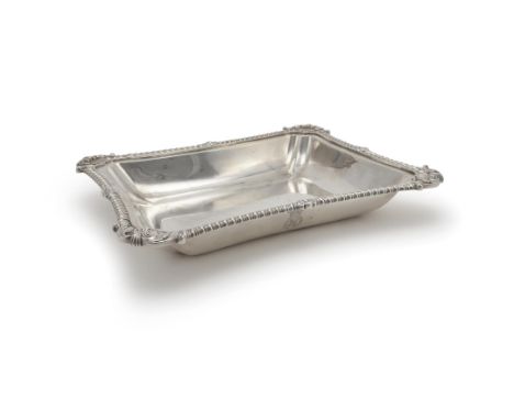 A George III silver Ambassadorial entree dish by Paul Storr, London, 1806, rectangular with slightly incurved sides, the gadr