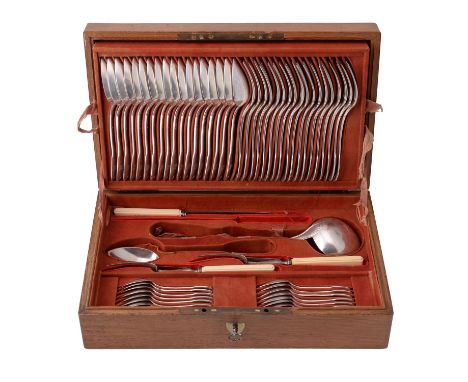 Y A French silver fiddle and thread pattern table service for eighteen by Francois-Dominique Naudin, Paris 1819-1838, .950 st