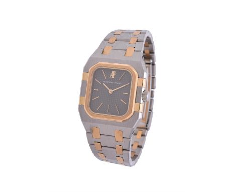 Audemars Piguet, Royal Oak, a lady's bi-metal bracelet watch, no. 368623, quartz movement, 7 jewels, cal. H 1137, grey textur
