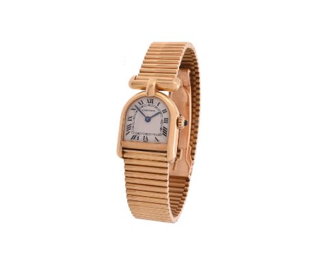 Cartier, Cloche, a lady's 18 carat gold bracelet watch, no. 660320294, quartz movement, 6 jewels, cal. 66, white dial, Roman 