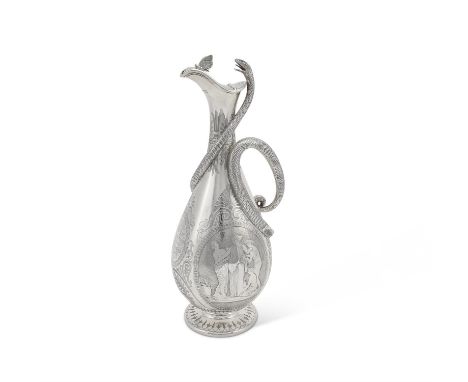 A Victorian silver slender baluster claret jug by Barnard & Sons Ltd (John, Edward, Walter & John Barnard), London 1870, a  b