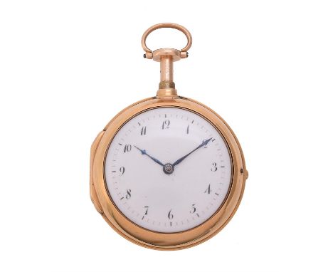 Justin Vulliamy, a 22 carat gold open face pair case pocket watch, hallmarked London 1786, cylinder fusee repeater movement, 