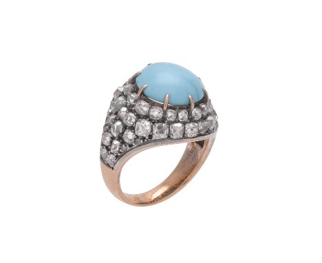 An early 20th century French bombé dress ring, the ring pavé set with old mine cut diamonds, approximately 1.68 carats total,