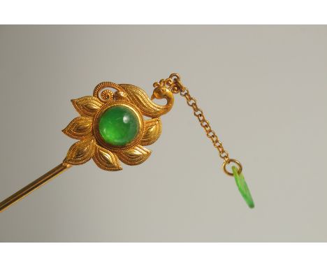 A CHINESE JADE HAIR PIN.