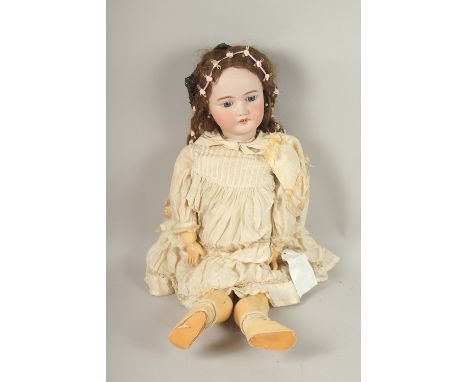 SIMON &amp; HALBIG GERMAN BISQUE DOLL, CIRCA. 1910, impressed Simon Halbig, DEP 1079, with weighted eyes, open mouth, articul