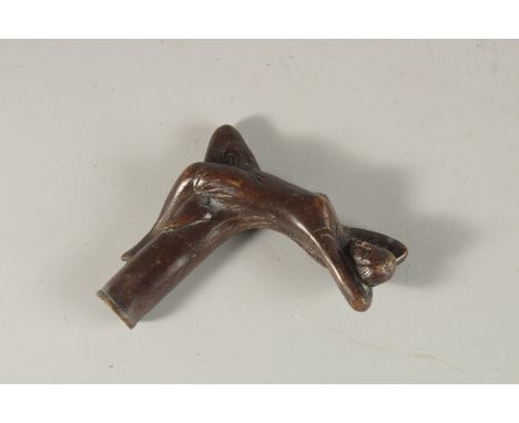 A BRONZE NUDE WALKING STICK HANDLE.