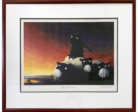 A well mounted and framed limited edition print of a work by British artist Mackenzie Thorpe (1959) - titled 'High On The Lan