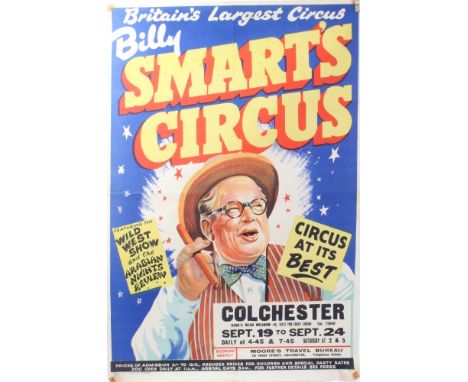 Poster - original Billy Smart's Circus - Wild West Show and Arabian Nights Review poster circa 1950s / 1960s, King's Head Mea