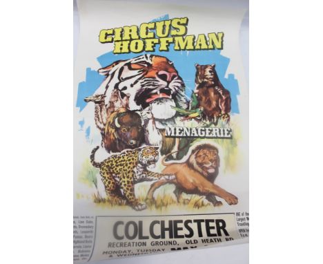 Poster - original Circus Hoffman 'Menagerie' poster, Recreation Ground, Colchester, circa 1950s - 1960s, 76cm x 51cm approxim