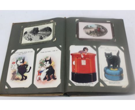 Postcards in two albums - including artist-drawn children's card Mabel Lucie Attwell (x 10), comic novelty Felix (x 5), Bonzo