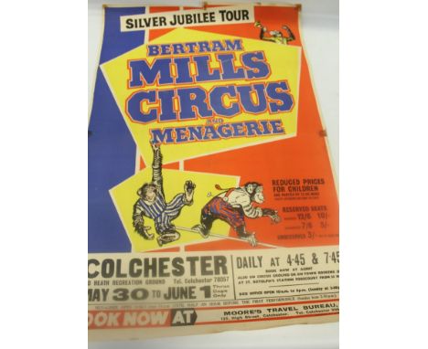 Poster - original Bertram Mills Circus &amp; Menagerie poster, Silver Jubilee Tour circa 1960s, 76cm x 51cm approximately, pr