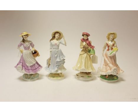 Set of four Royal Worcester The Four Seasons figures - Spring, Summer, Autumn and Winter - all boxed