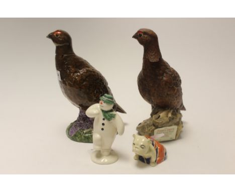 Two Beswick Royal Doulton Matthew Gloag &amp; Son Limited The Famous Grouse Scotch Whisky Liquor Bottles, together with a Roy