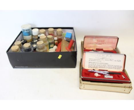 Large selection of ceramic restoration equipment - including pendant drill, airbrushes, pigments and other items (qty)