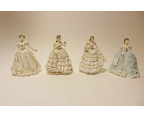 Set of seven Royal Worcester Romance of the Victorian Era figures - The Masquerade Begins, The First Quadrille, Sweetest Vale
