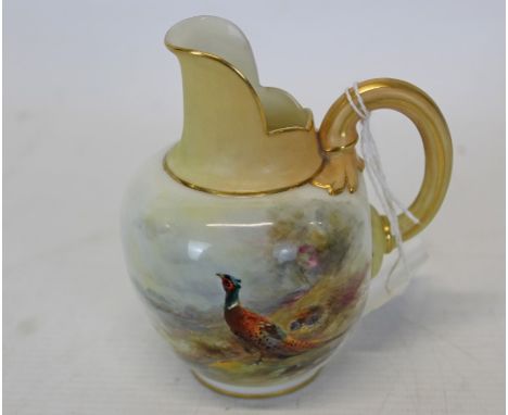 Royal Worcester jug with hand-painted pheasant decoration, by James Stinton, signed, 11cm high CONDITION REPORT Very good con