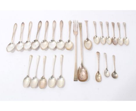 Selection of miscellaneous silver spoons - including teaspoons, coffee spoons and others, together with a pickle spoon and fo