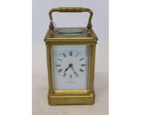 Fine quality late 19th / early 20th century carriage clock with French eight day timepiece movement and lever escapement, sta