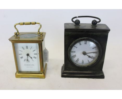 Late 19th / early 20th century carriage clock with French eight day timepiece movement and cylinder escapement, white enamel 