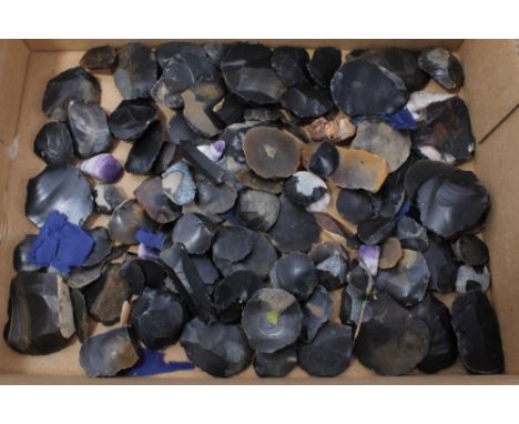 Large collection of Mesolithic and Neolithic worked flints, predominantly hand tools, scrapers, etc.N.B.  Collected by brothe