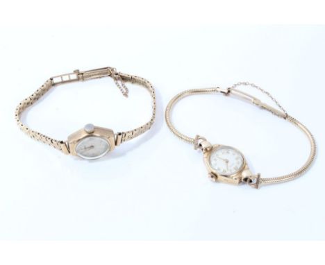 Two ladies' Rotary gold (9ct) wristwatches on gold (9ct) bracelets CONDITION REPORT Total gross weight approximately 30 grams
