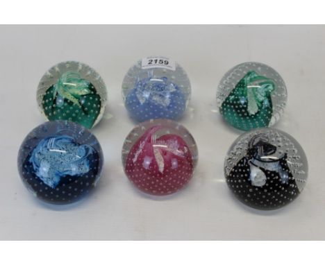 Six Caithness 'Cauldron' 1982 - 1985 paperweights by Innes Burns CONDITION REPORT All in good order