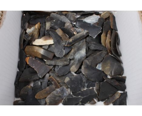Extensive collection of Mesolithic and Neolithic worked flints - to include microliths, arrow-heads, scrapers and other tools