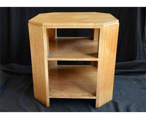 A Heals limed oak book table. Circa 1930. Width 60cm. Height 60cm.