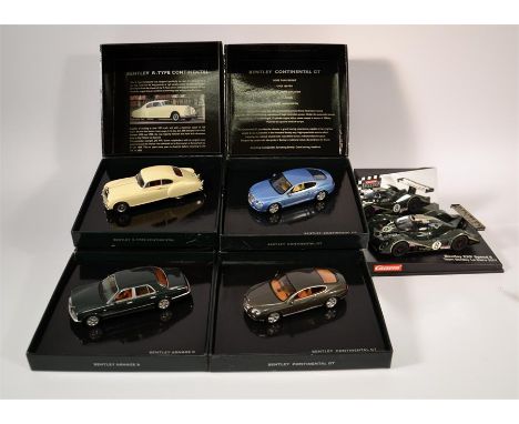 Five Bentley Model Cars, including Exp Speed 8, Continental GT, R-Type Continental and Arnage R; Bentley Exp Speed 8 2001 Le 