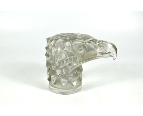 A Rene Lalique car mascot "Tete d'aigle." Model number 1138. Clear frosted. Etched in frosting R.Lalique. Designed 1928. Heig
