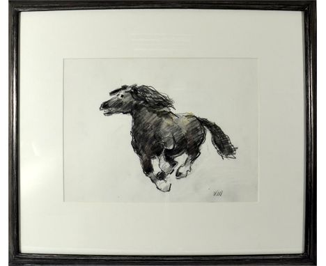 † Sir Kyffin Williams KBE, RA (British, 1918-2006), study of a Welsh cob, pencil and wash, initialled, framed and glazed. Fur