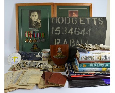 A group lot of Military Emphera of Gunner Hodgetts. Includes Soldier's Release Book, private correspondence, Soldiers Service