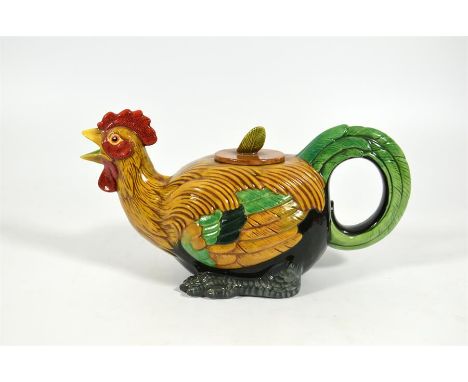 A Minton majolica archive collection "Cockerel teapot." Limited edition of 1000. Boxed with certificate.