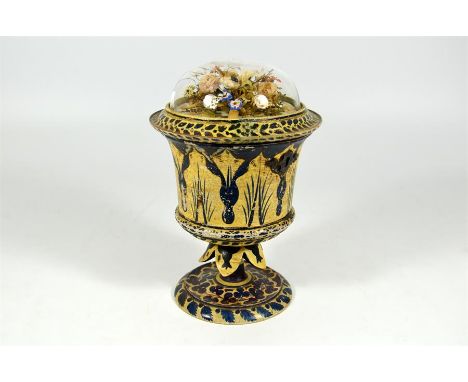 A painted urn tea caddy. Spa souvenir with pressed flowers. Circa 1820. Height 19cm.