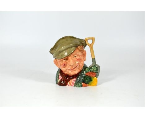 A Royal Doulton small character jug, The Red Gardener. D6634, with red striped shirt and red scarf.