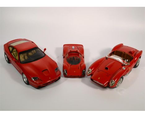 Three Ferrari Model Cars including 550 Maranello, 330 P4 Spyder and 250 Testa Rossa; Ferrari 550 Maranello 1:18 Model - UT Mo