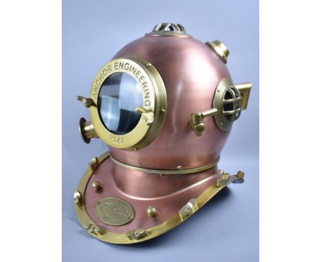 A Reproduction Copper and Brass Full Sized Replica of a 1921 Divers Helmet, 42cms High 