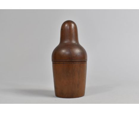 A Late Victorian/Edwardian Wooden Cased Glass Flask, Case with Screw off Lid, 12cm high 