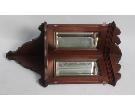 An Edwardian Mirrored Wall Hanging Corner Shelf Unit, 86cm high 