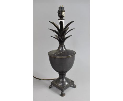 A Bronze Pineapple Table Lamp Case on Four Claw Feet, 40cm high 