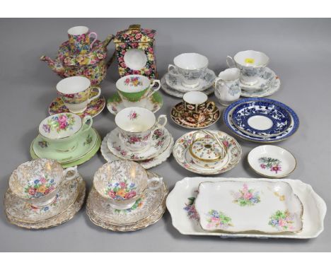 A Collection of Various Ceramics to Comprise Chintz, Teapot (Missing Lid), Royal Albert Tea Cups and Saucers, Paragon Tea Cup