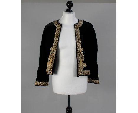 A Nicely Worked Pearl and Giltware Embroidered Velvet Jacket 