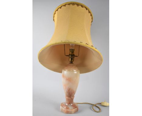An Alabaster Vase Shaped Table Lamp with Shade, 55cm high 