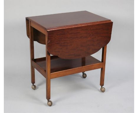 A Mid/Late 20th Century Mahogany Drop Leaf Trolley with Galleried Stretcher Shelf, 61cm Wide 