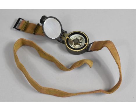 A Vintage Military Wrist Compass with Canvas Strap 