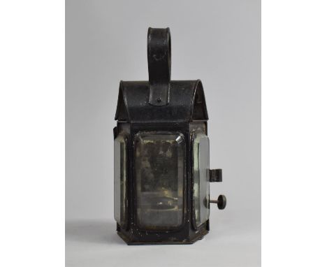 A Vintage Metal Cased Night Watchman's or Policeman's Lamp with Original Burner, 23cm high 