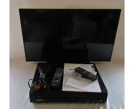Panasonic 32" TV and Panasonic DMR-EZ49V DVD recorder both with remotes &amp; Hitatchi portable TV/DVD player (no remote) on 