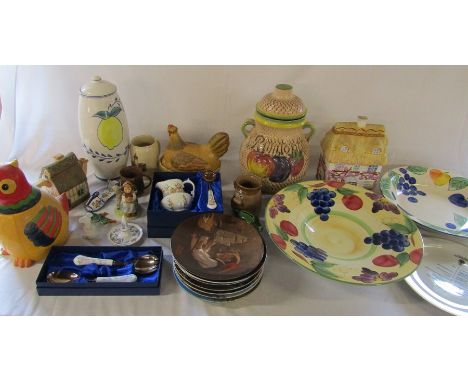 2 boxes of assorted ceramics inc collectors plates, Spode, Rumtopf jar, Aynsley and Hummel