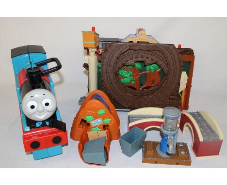 Thomas the Tank Engine Take N Play Misty Island set, spare track &amp; carrying case full of trains (16 +)