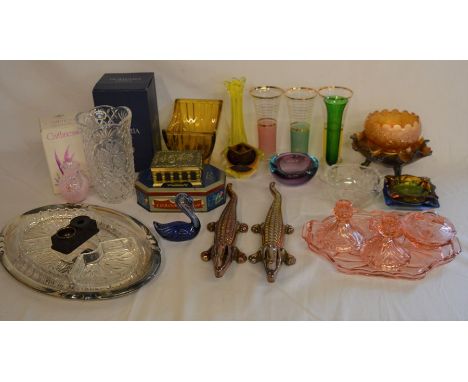 Various glass ware including Bohemia, Caithness, crocodile nut crackers etc&nbsp;